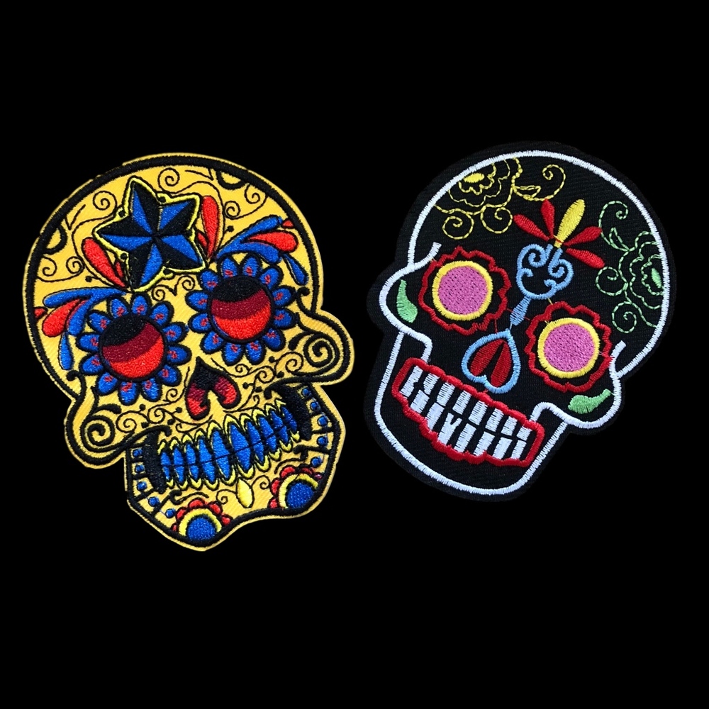 2 SUGAR SKULL Iron-on Patches